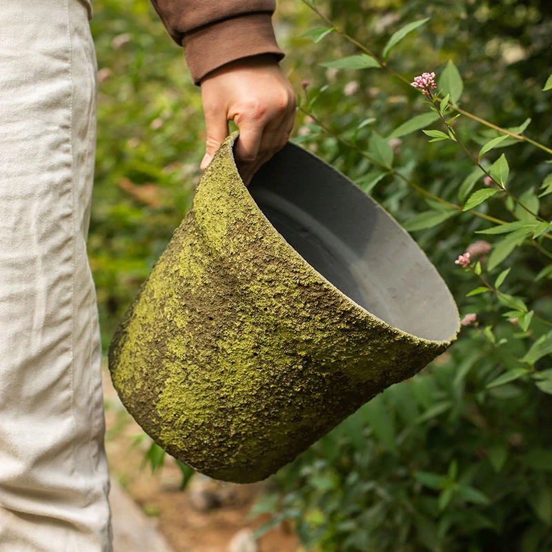 掬涵创意仿青苔水泥花盆多肉花器泥瓦盆古朴种植器皿杂货花园摆件