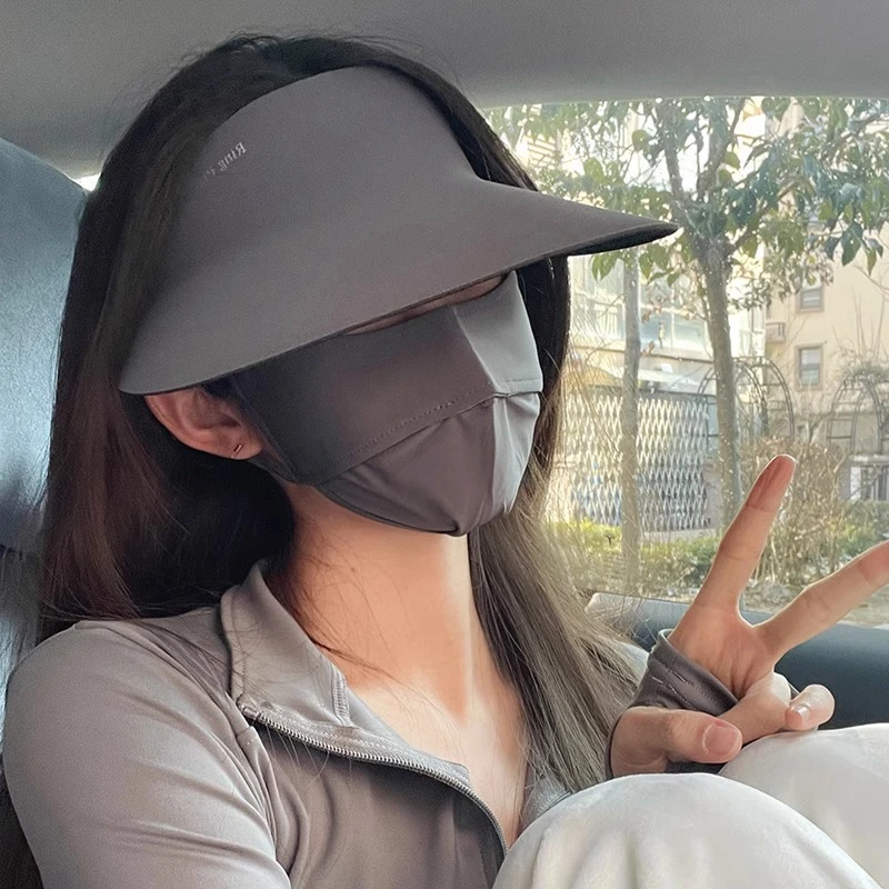 空顶无痕防晒帽女夏季一体防紫外线遮阳帽可折叠跑步运动太阳帽子