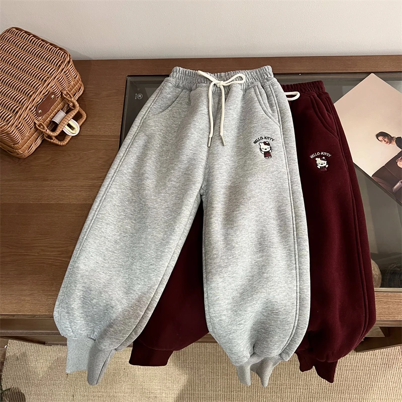 现货【小猫卫裤】3305女童秋冬加绒加厚束脚萝卜卫裤一体绒