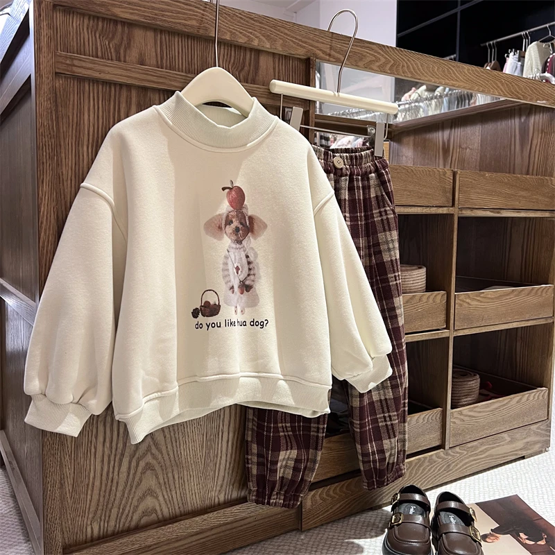 现货【比格】4334加绒加厚一体绒软糯舒适冬款女童卡通百搭卫衣