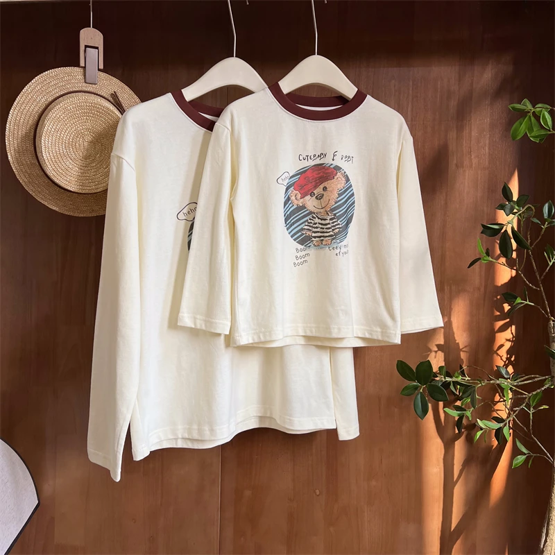 现货【小熊T】100棉亲子装春装3360女童圆领洋气百搭宽松T恤长袖