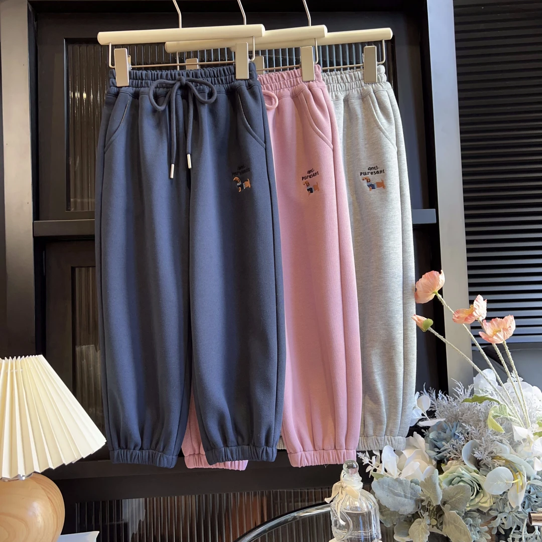 现货【小狗卫裤】长裤2024秋装新款4923女童外穿洋气卡通百搭休闲裤