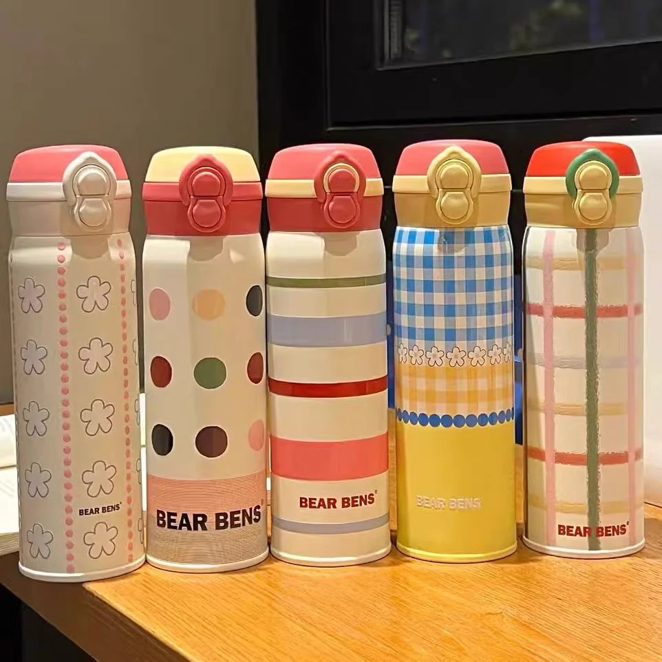 现货3202双饮保温杯316不锈钢便携吸管水杯480ml容量便携网红水杯