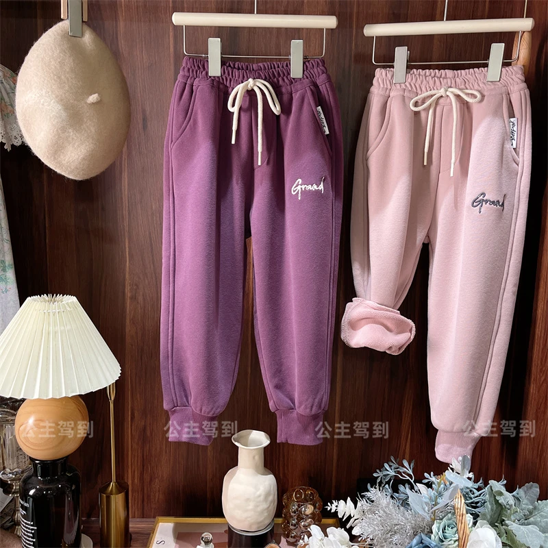 现货【字母卫裤】3999休闲裤秋冬一体绒女童秋冬加绒保暖儿童裤子