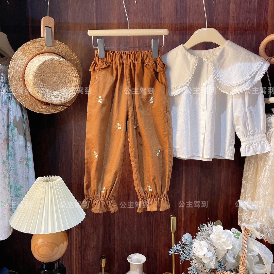 现货【可乐】7473新款2023秋款长裤女童洋气百搭休闲女童秋季棉长裤