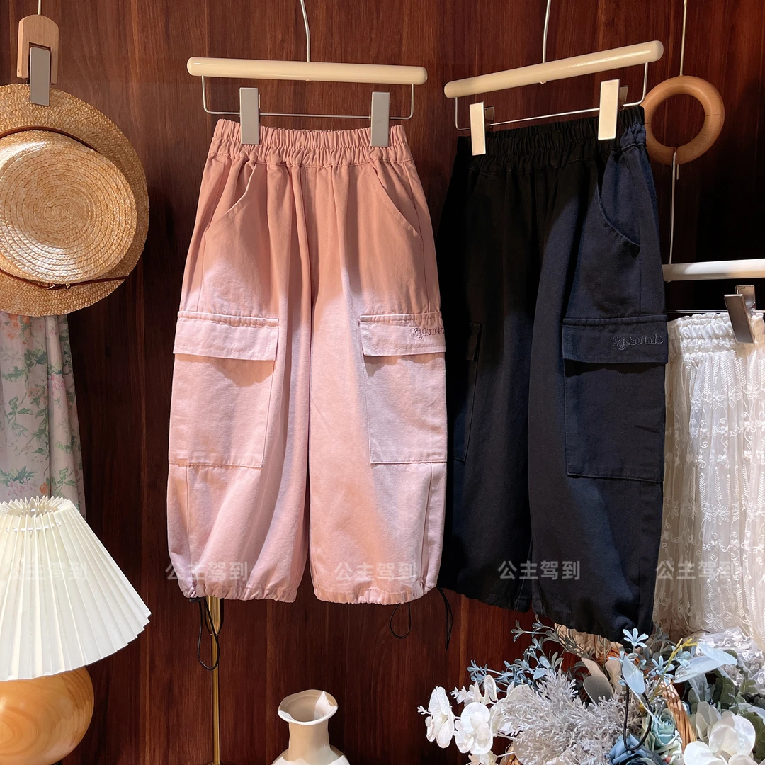 现货【贝瑞】9806女童时尚工装裤儿童宽松休闲长裤宝宝洋气秋季新款