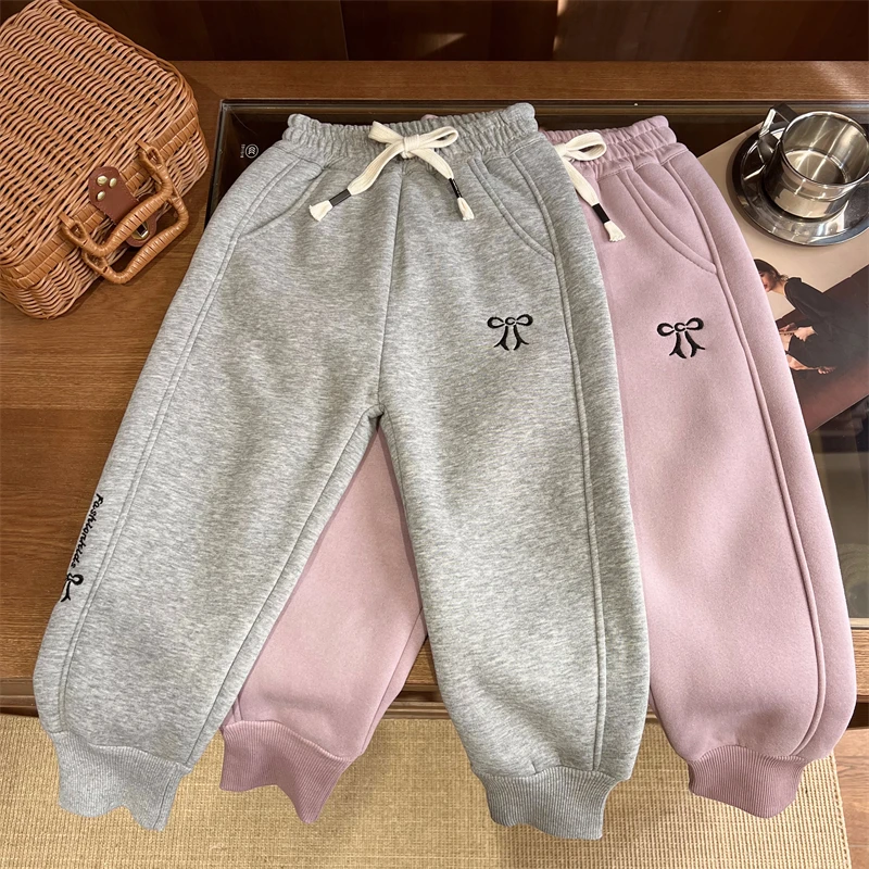 现货【蝴蝶结卫裤】5404女童休闲冬款加厚束脚萝卜卫裤冬季