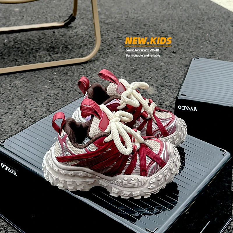 5054女童秋冬拼色老爹鞋男女童中性款透气百搭休闲运动鞋