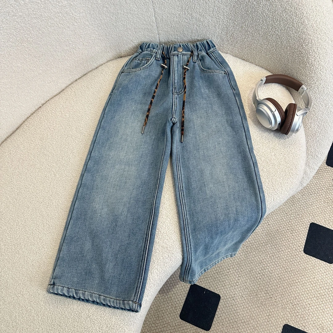 【2024冬款新品】青少年时尚百搭宽松加绒加厚休闲牛仔裤HWD136