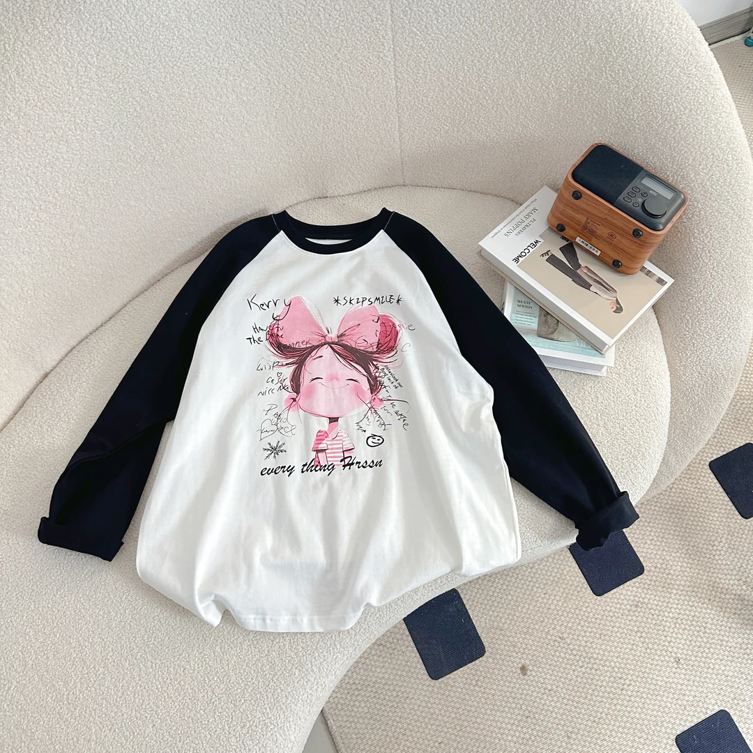 【2024秋季新品】青少年秋季卡通印花洋气长袖打底衫HWQ007