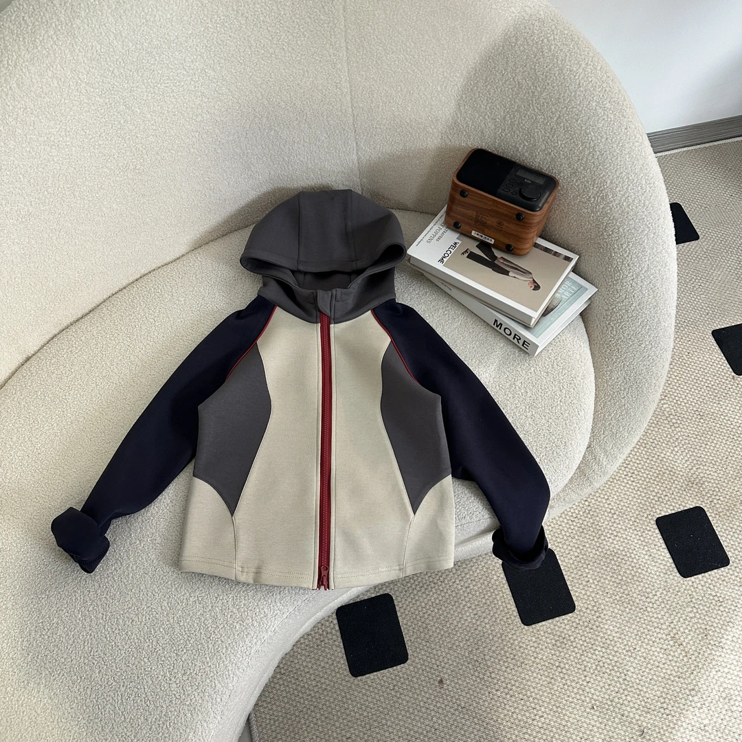 【2024秋季新品】青少年潮流拼色休闲宽松日常连帽外套HWQ079