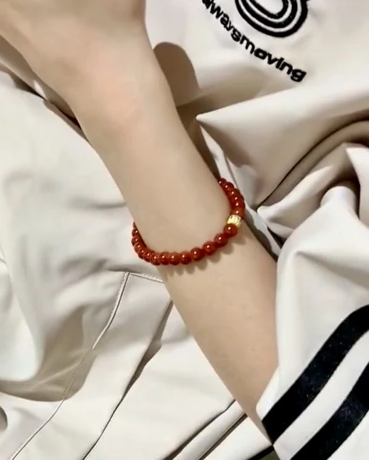 南红玛瑙单圈手串 火焰南红diy手链