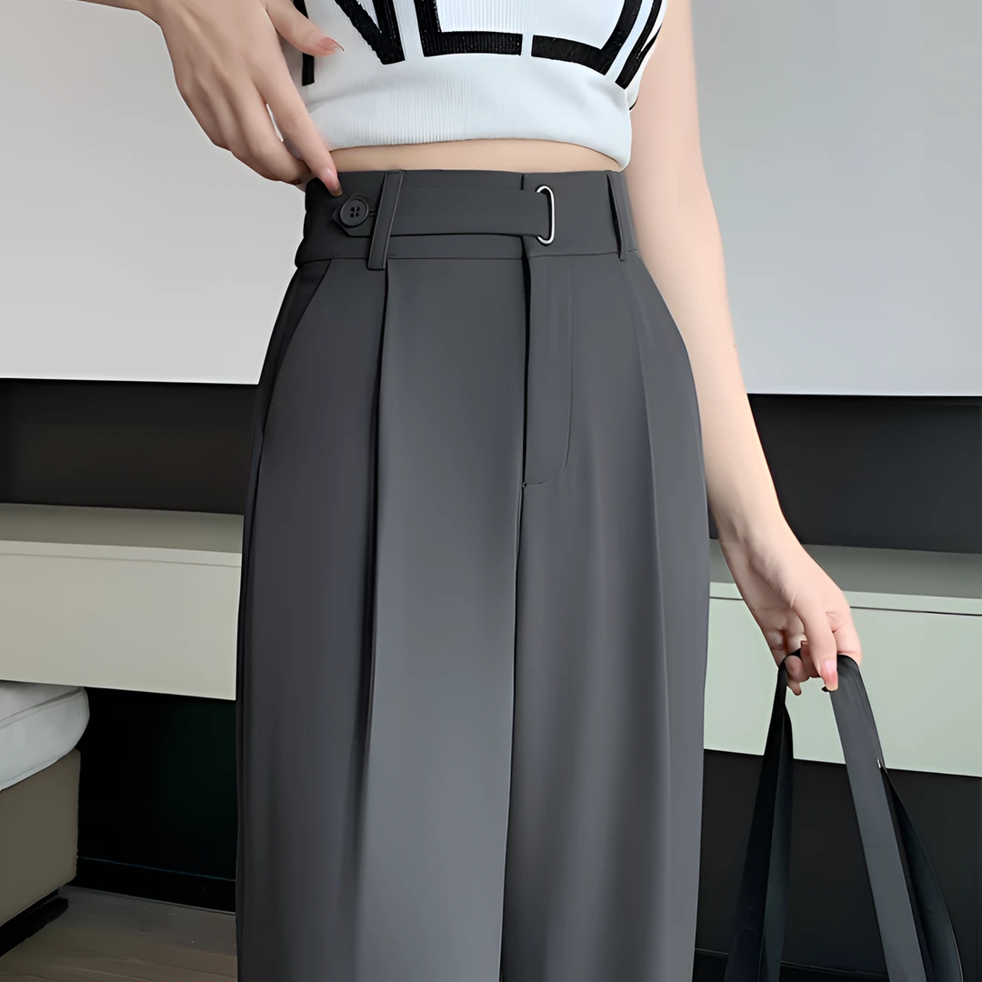 窄版阔腿裤女新款高级垂感黑色2025高腰显瘦小个子百搭休闲西装裤