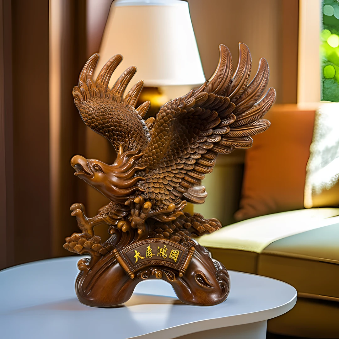 大展鸿图/客厅电视柜博古架办公室雄鹰摆件【长22*高26厘米】