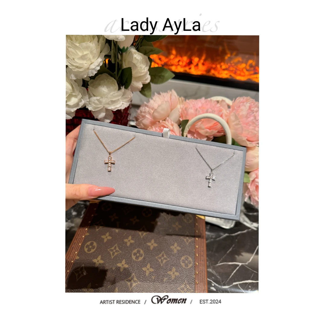 坠链均925银合成锆石 复古十字架时尚项链AL032/AL033A