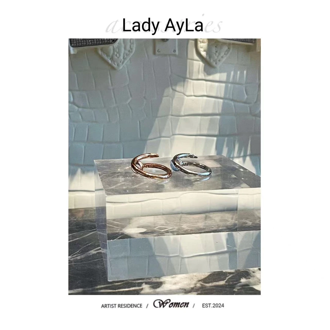 925银合成锆石戒指 钉子轻奢时尚气质戒指AL705