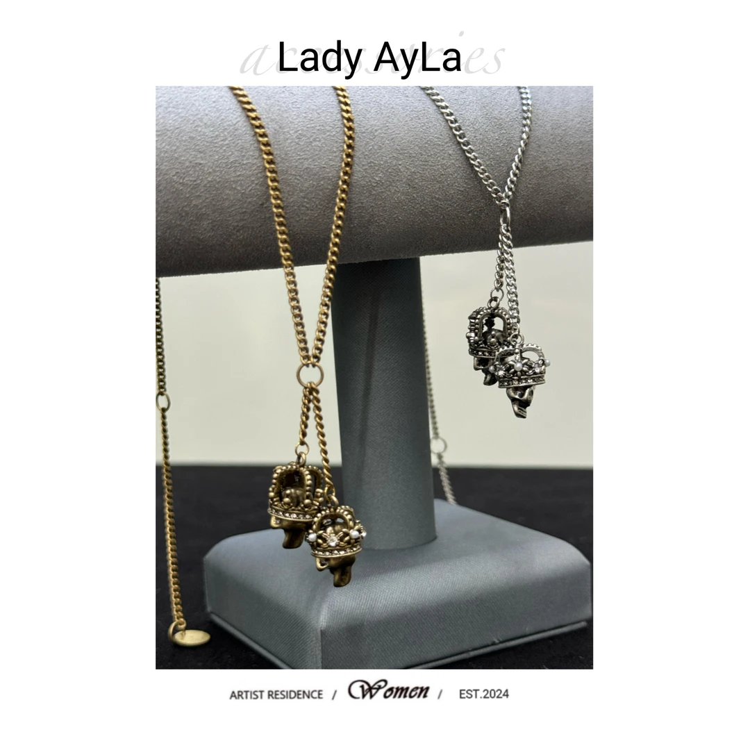 铜合金项链 双骷髅吊坠闪锆精致项链AL100/AL100B