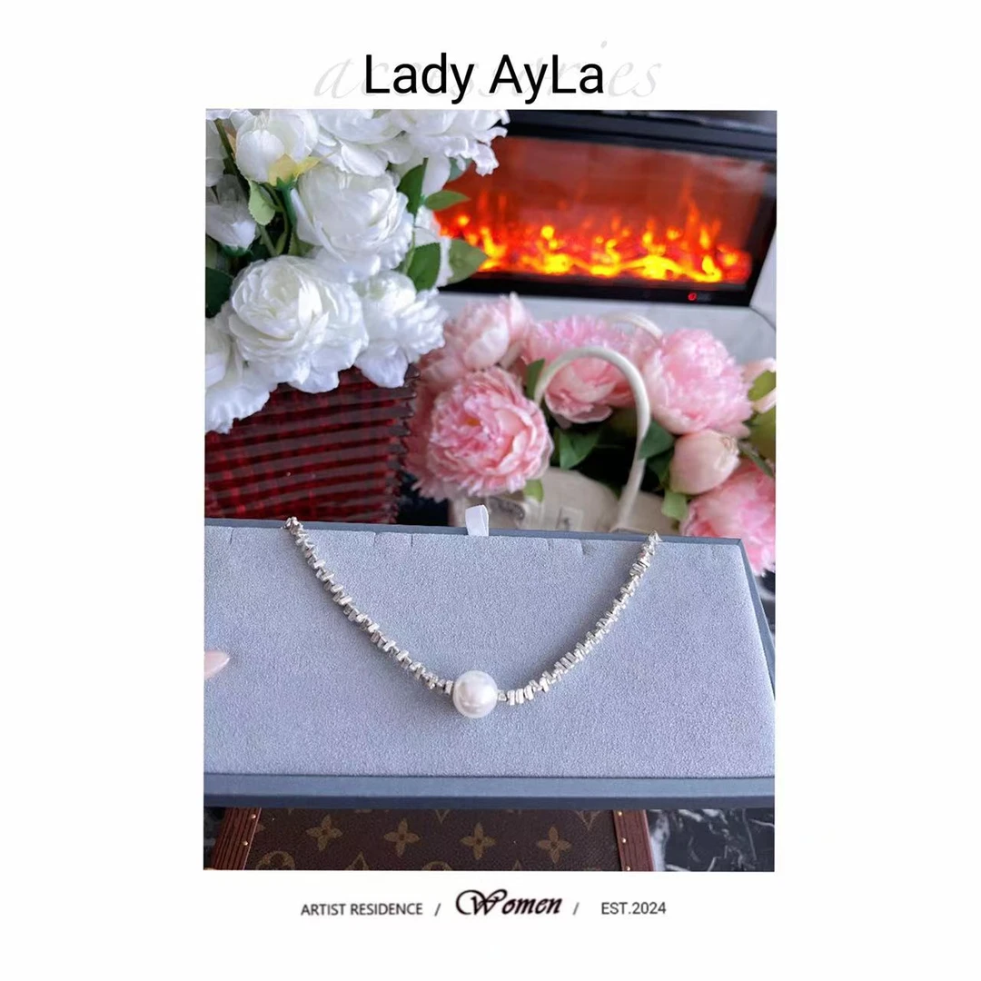 铜合金项链 大珠珠三角碎银时尚简约气质款项链AL340