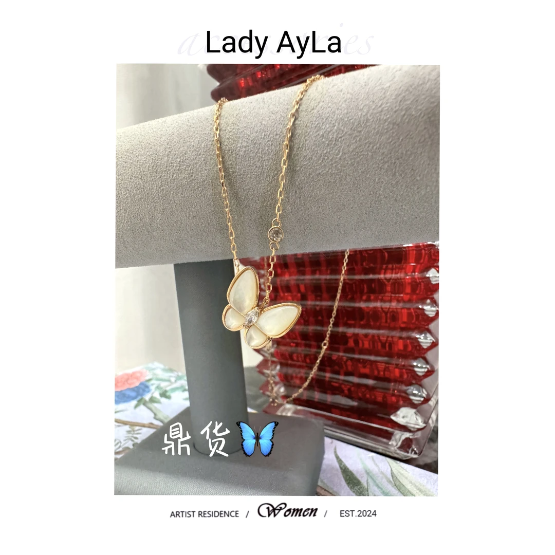 坠链均925银合成锆石 蝴蝶轻奢时尚百搭项链AL438