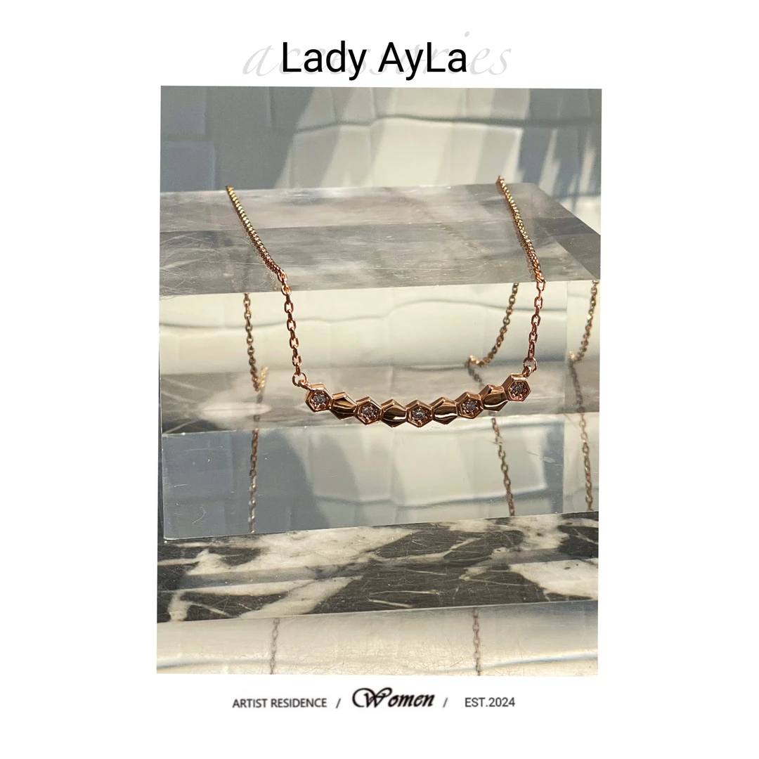 坠链均925银合成锆石 蜂巢气质 项链 百搭简约AL183/AL184