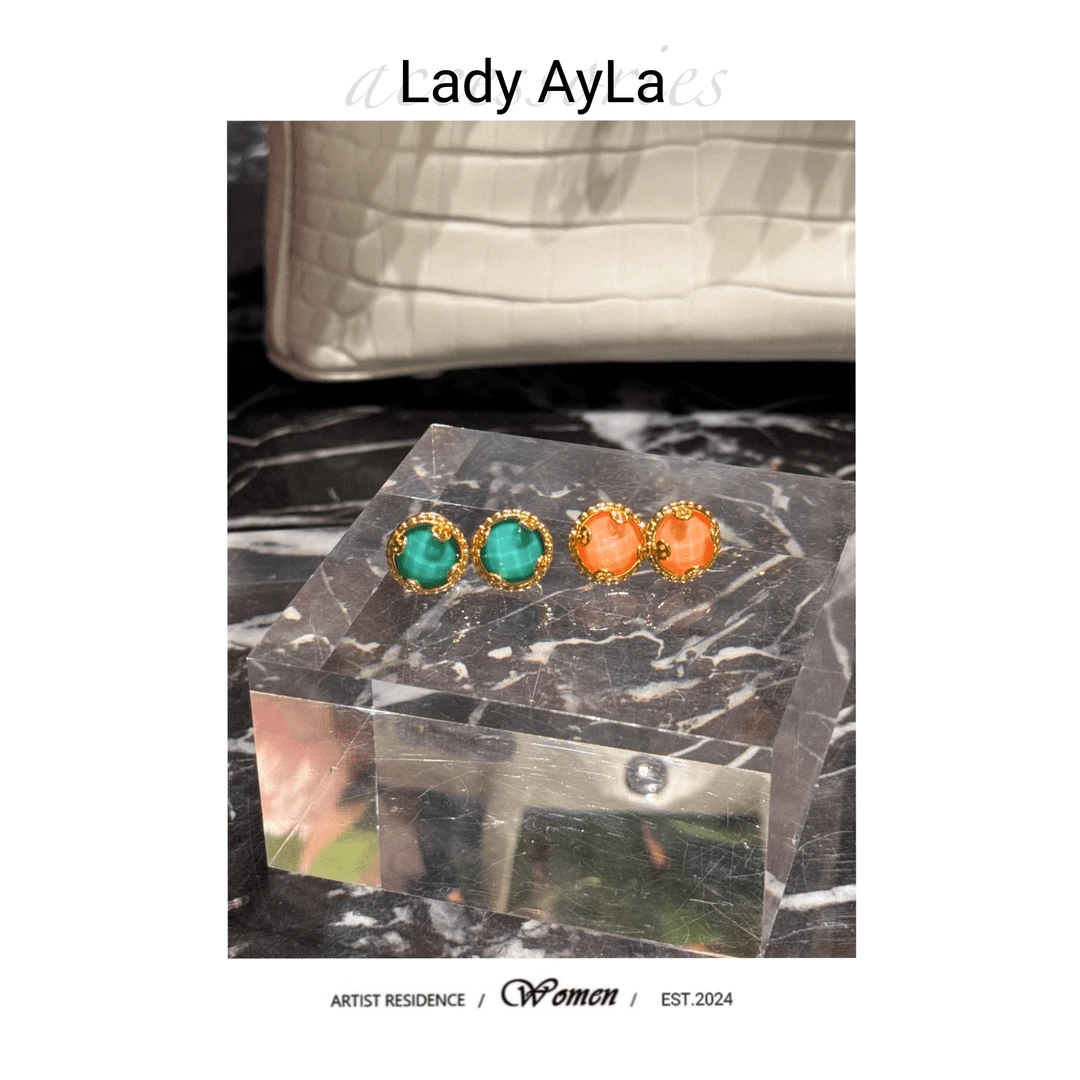 铜合金合成锆石耳饰 圆形小猪鼻耳钉气质小众AL782/AL783