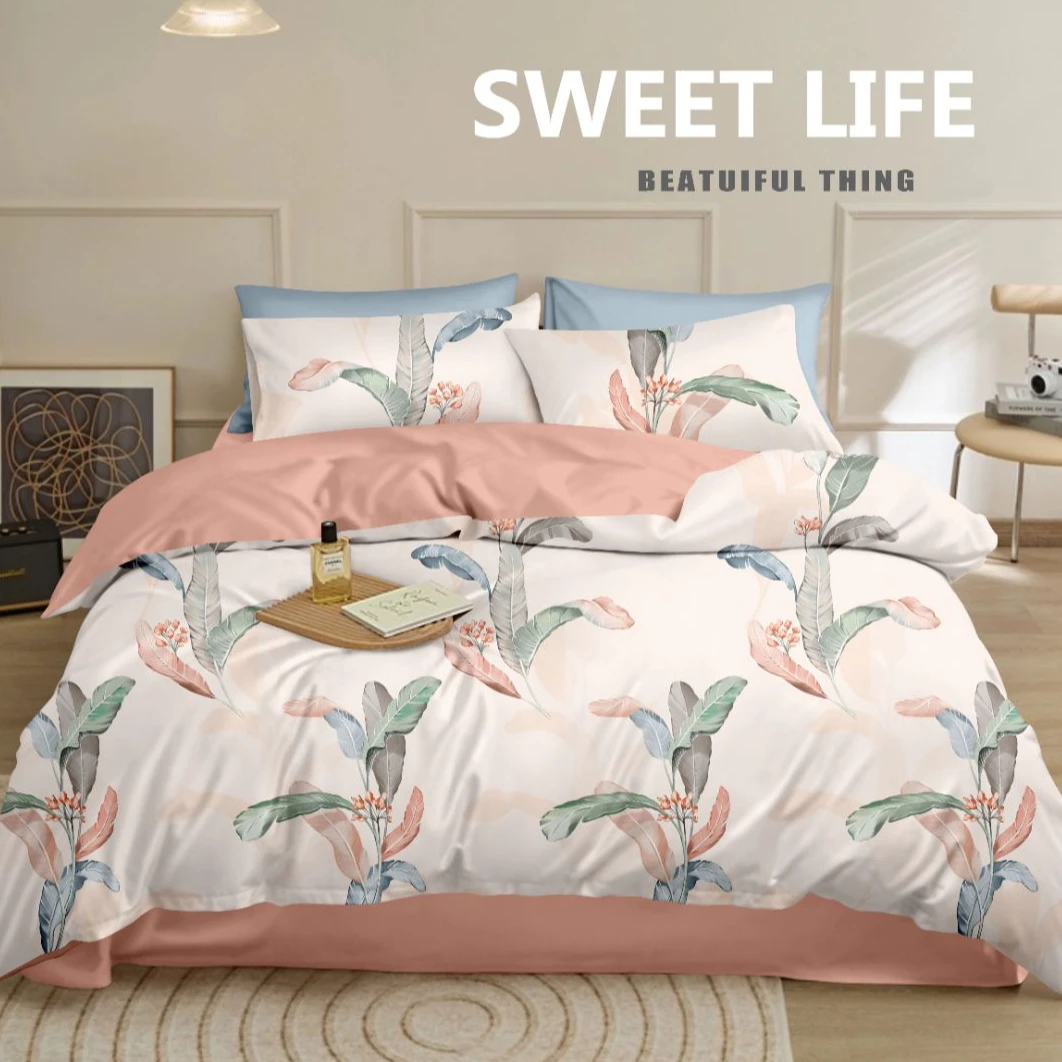 倾城花恋-全棉100棉斜纹加厚高支高密轻奢印花四件套