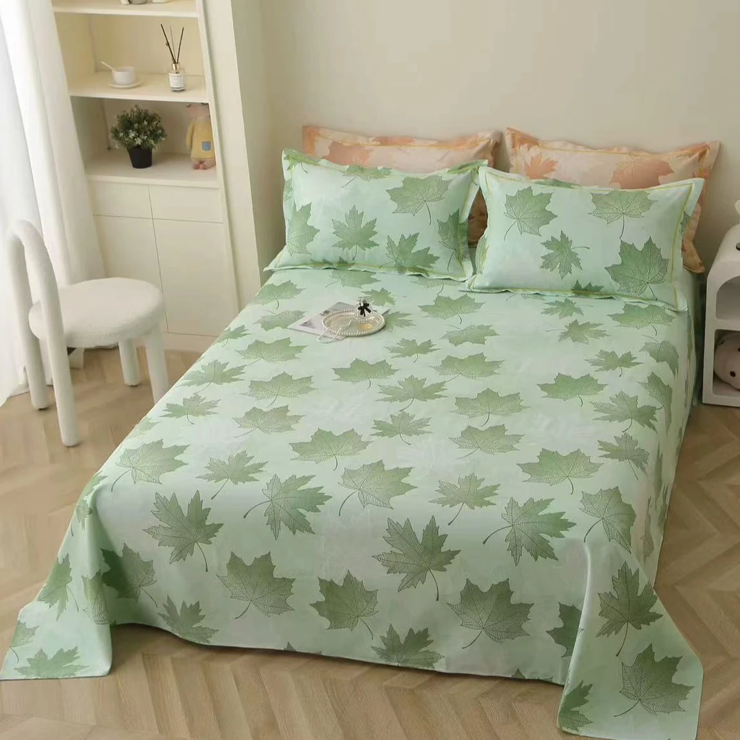 正宗棉小竹鱼骨纹2.3*2.5米100棉纯棉大床单--枫叶漫漫