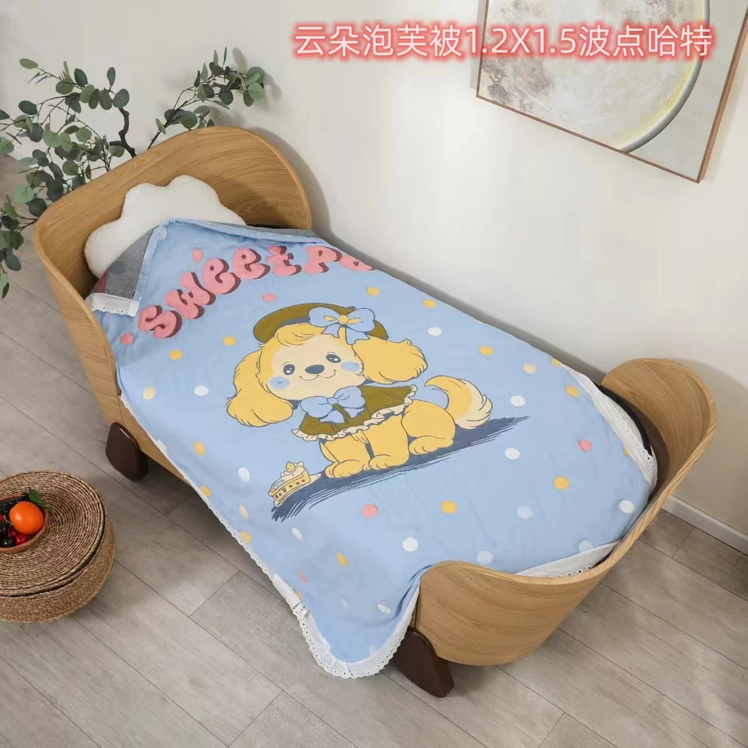 波点哈特：新品A类多层纱布果冻泡芙被精梳棉单被子1.2*1.5米