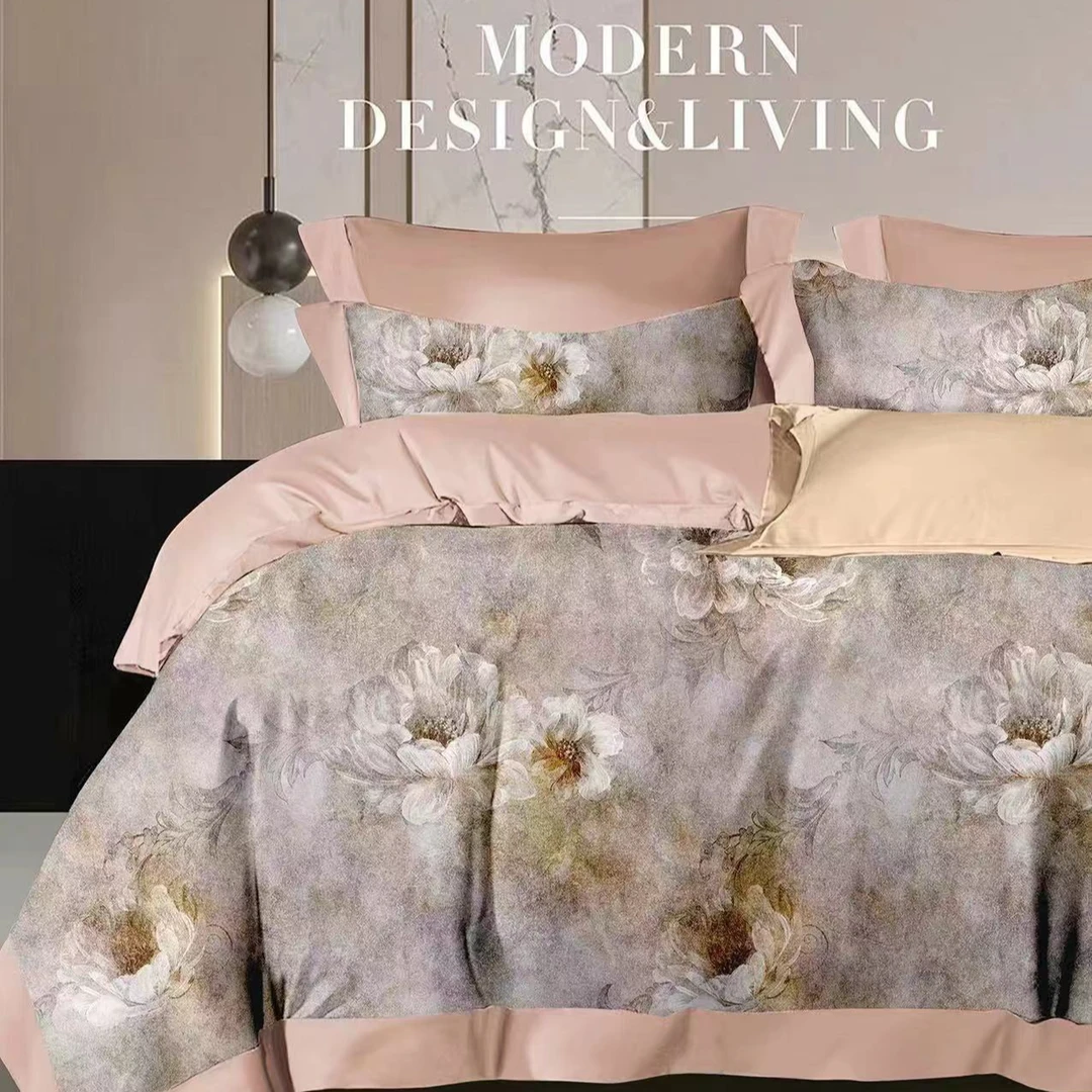 居梦澜轻奢礼盒定制款天锦缎四件套轻奢天丝棉四件套--蔓枝花语