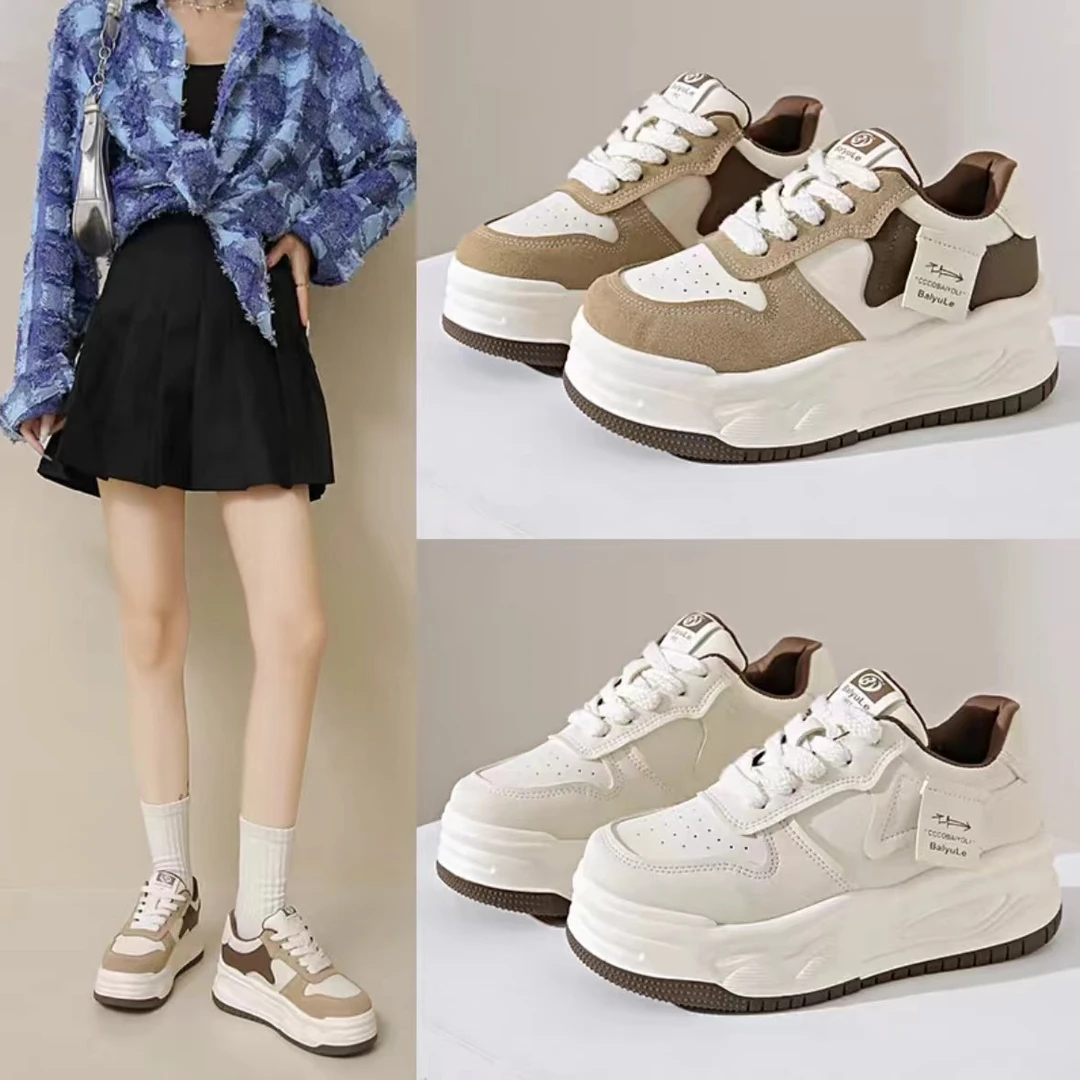 秋季时尚厚底真皮小白鞋女鞋2025百搭运动休闲鞋+乳胶鞋垫/888