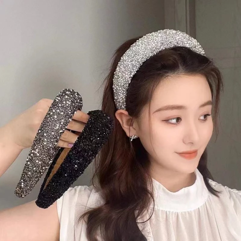 满钻超闪满天星发卡轻奢复古高颅顶发卡外出头箍百搭发饰头饰网红