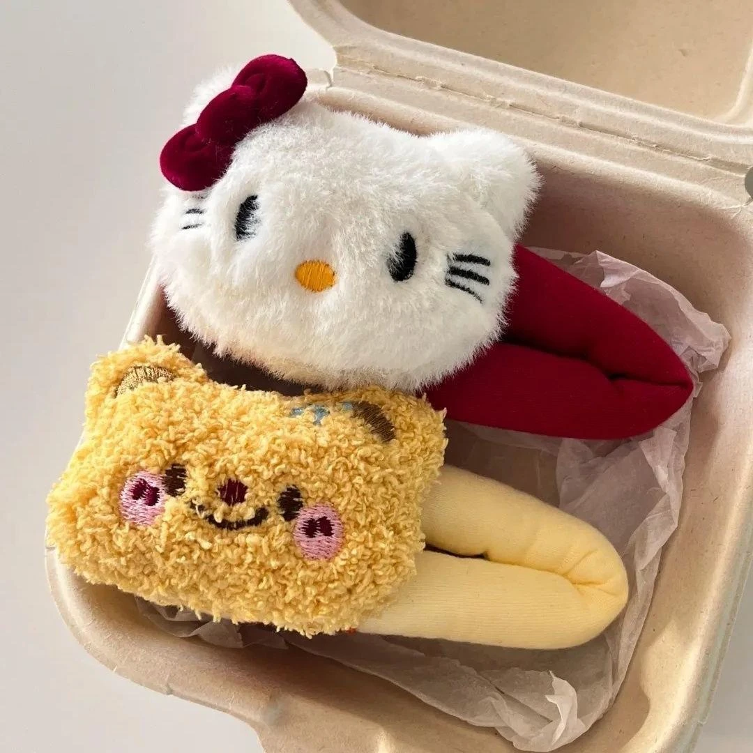 毛绒可爱Kitty猫发夹侧边刘海夹子百搭卡通黄油小熊bb夹甜美头饰i