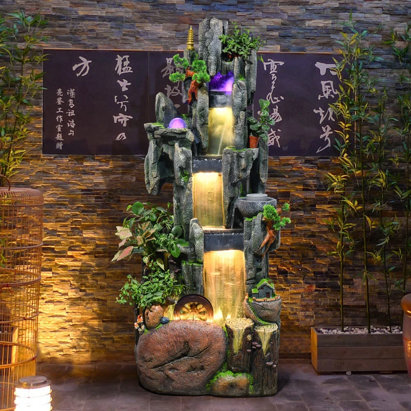 大型庭院假山流水喷泉鱼缸盆景客厅风水球办公室鱼池室内落地摆件