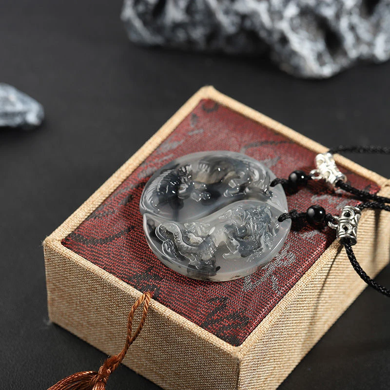 非金属布艺项链 水墨蛇凤项链男女平安扣吊坠国风情侣锁骨链男女