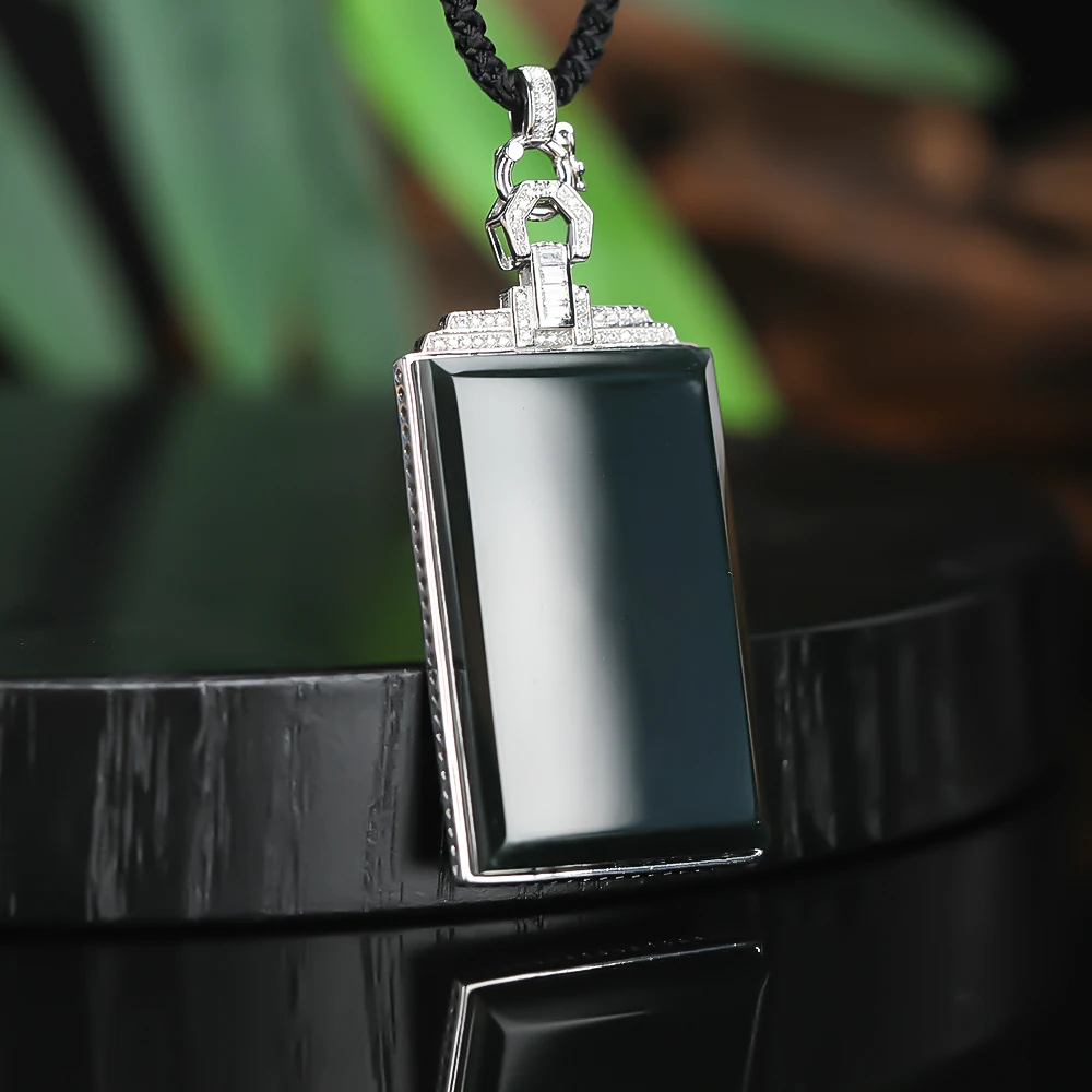 【星光村小飞MX8007】银镶和田玉青玉无事牌吊坠(多样性发一件)