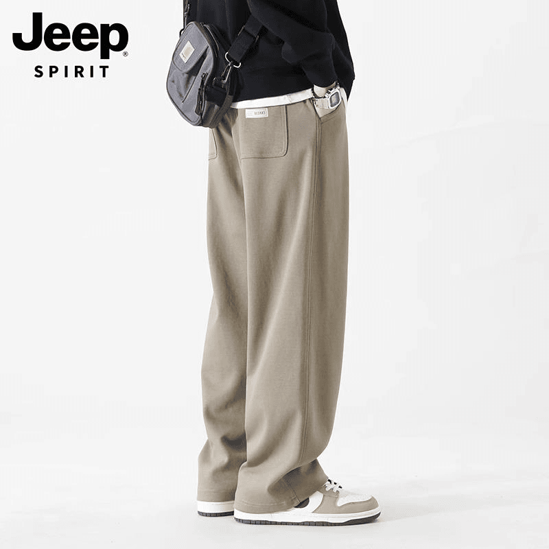 JEEP SPIRIT运动卫裤男士2024春春季潮流高街宽松直筒痞帅休闲长