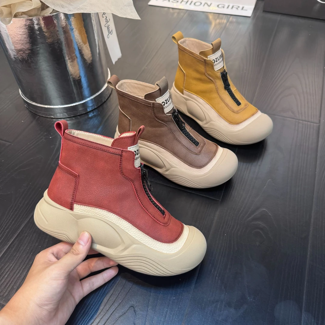 千之恋G增高5CM2024早秋新款复古百搭高级感软底气质休闲女鞋3929