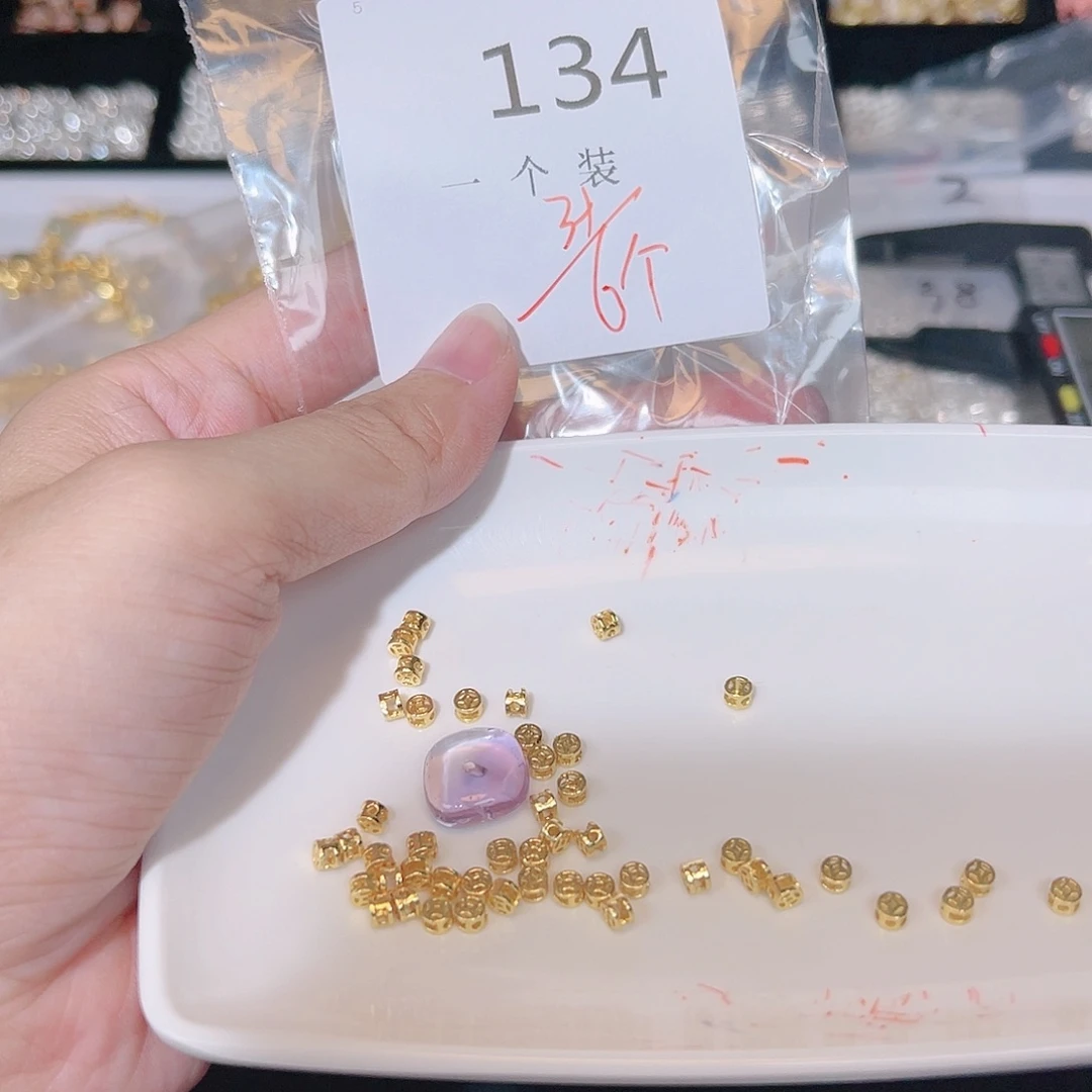 紫晶珠宝半成品银S925镀金镶嵌134