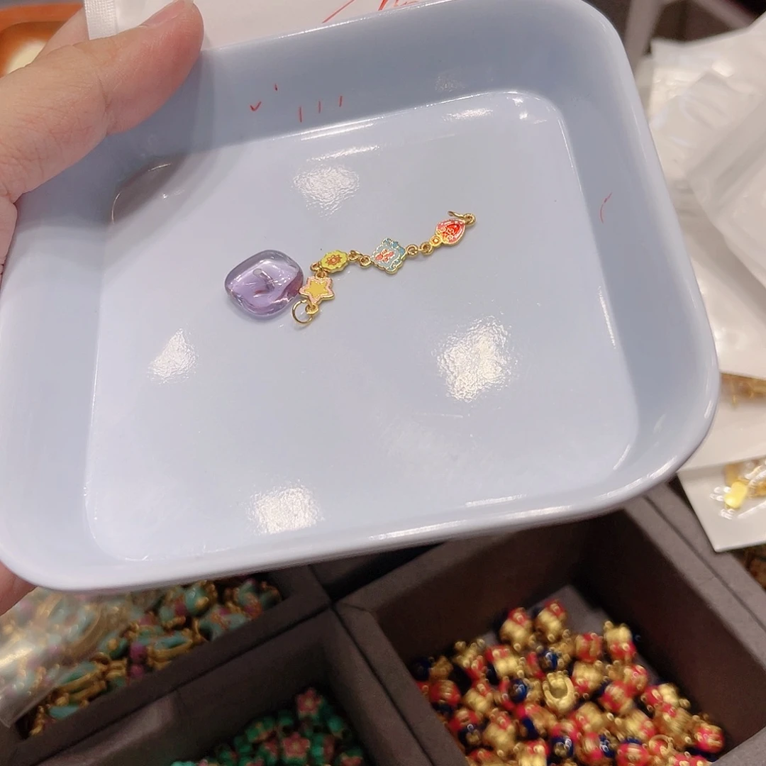 紫晶珠宝半成品银S925镀金镶嵌20