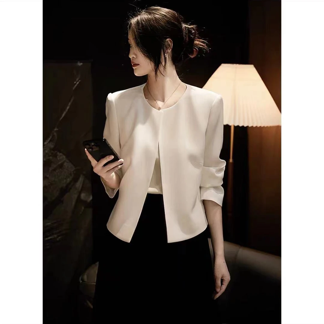 【白月光】春夏极简气质显瘦无扣小香外套