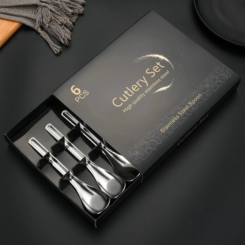 【6支装】不锈钢元宝勺礼盒家用勺子套装