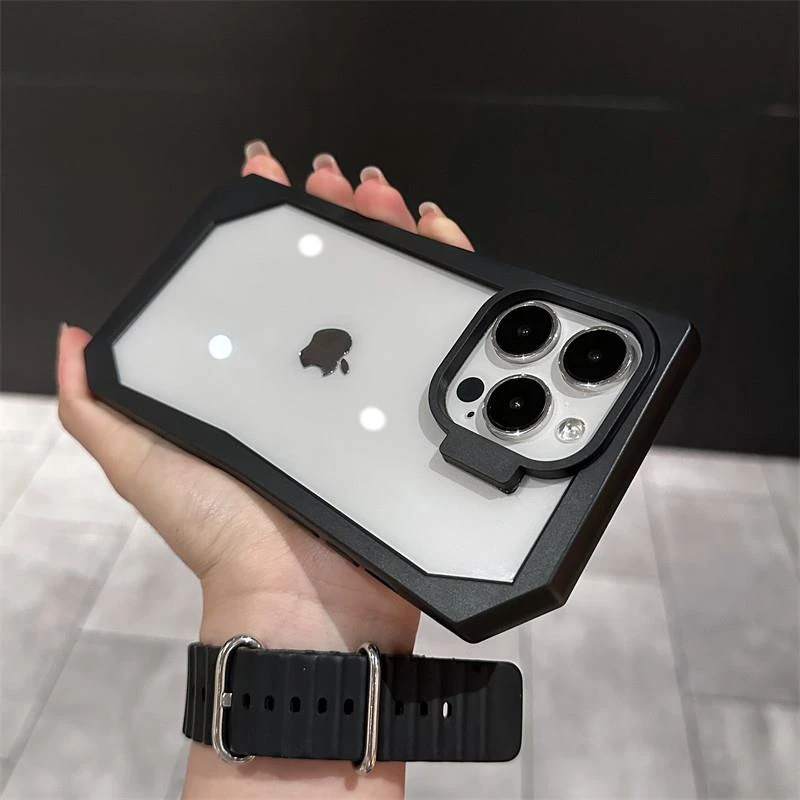 高级感不规则边框设计适用苹果15手机壳新款iphone15promax透明后