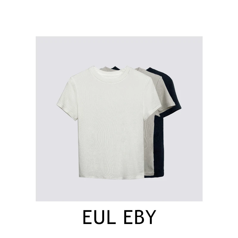 【EUL EBY】薄荷曼波莱赛尔+羊毛洛可可色短袖T恤241058#