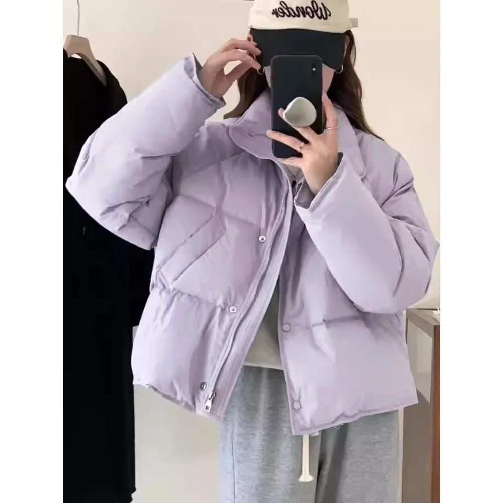 香芋紫色羽绒服女短款2025冬季新韩版加厚白鸭绒小个子面包