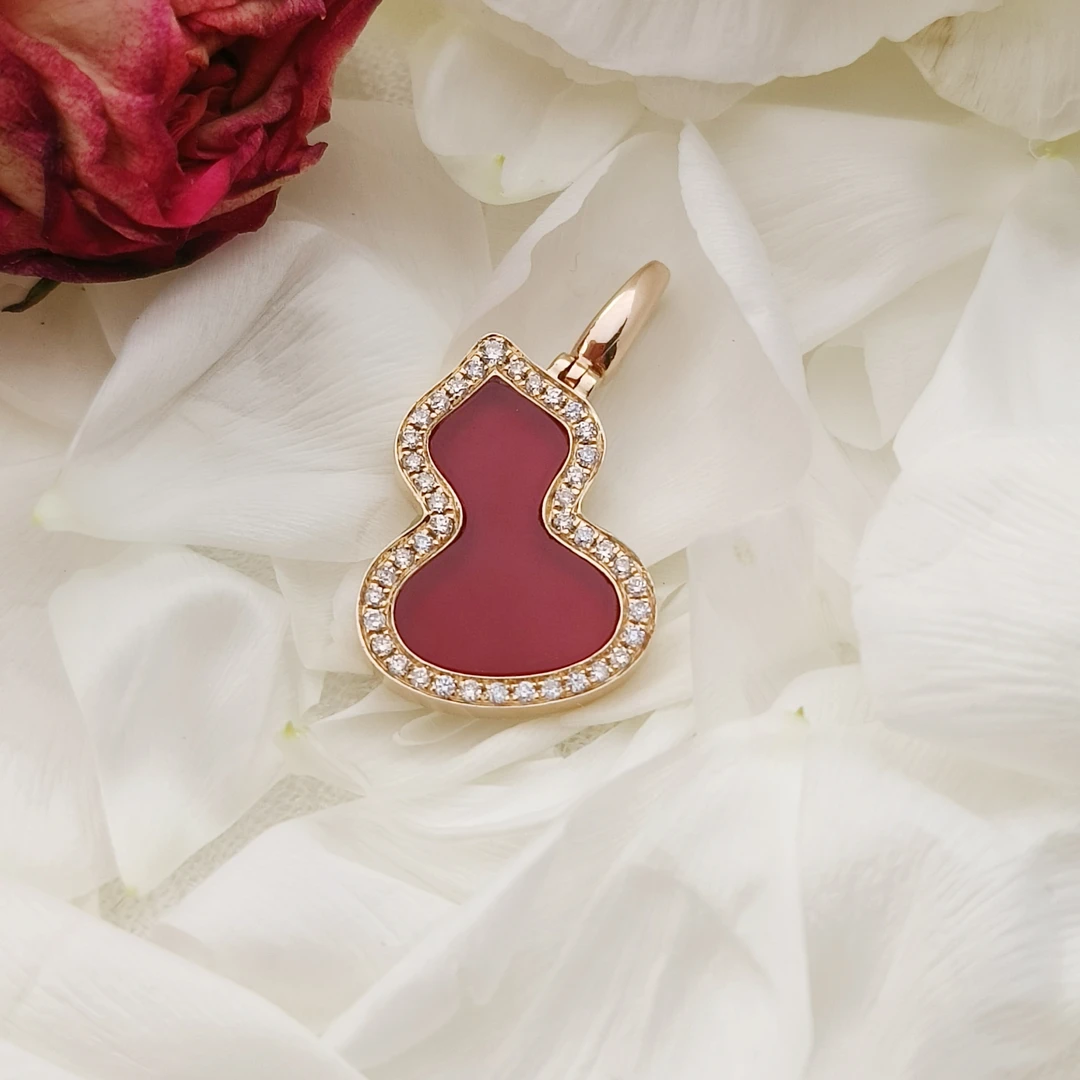 18k金中号红葫芦钻石吊坠（不含链）【双十二】