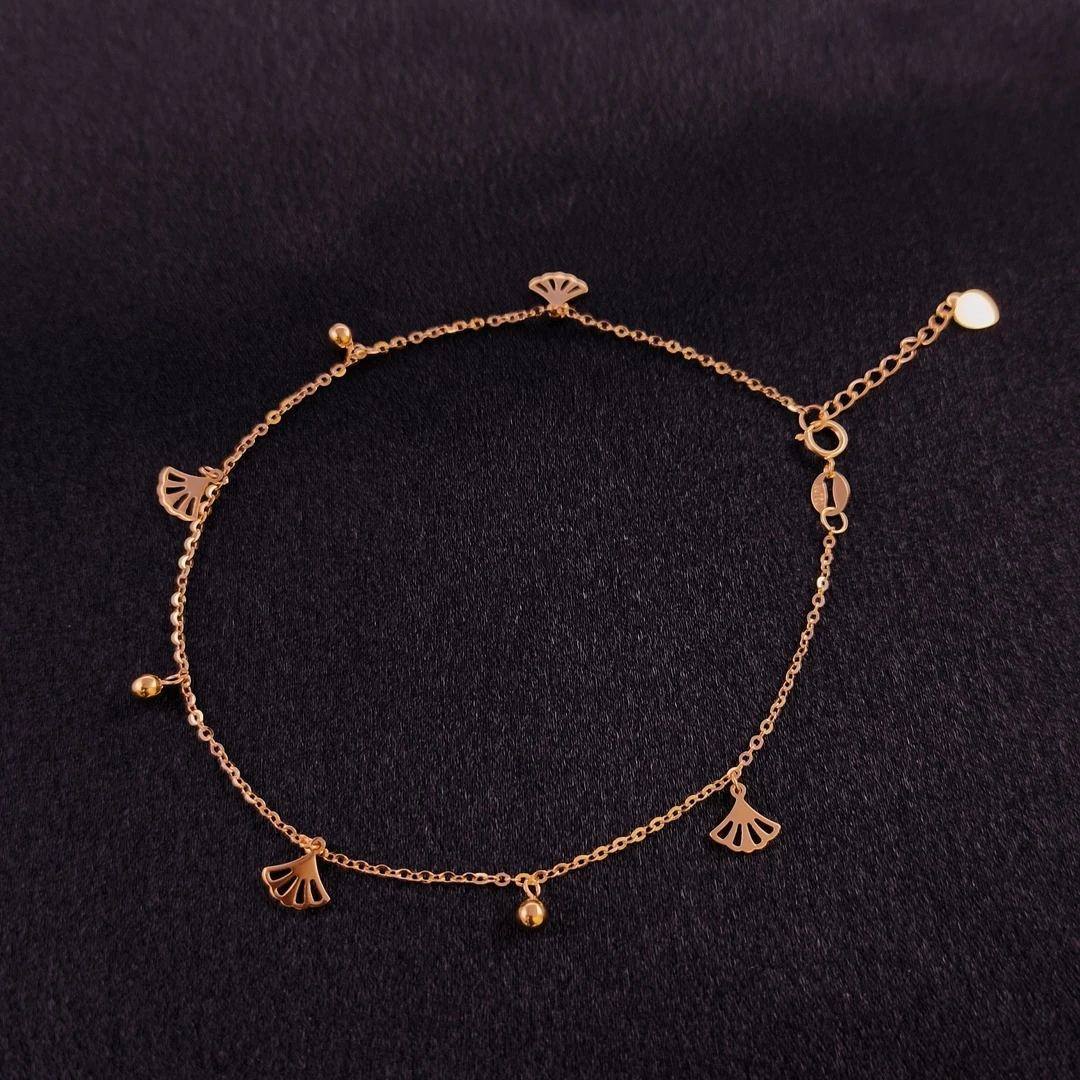 18K金 裙子脚链 百搭轻奢精致女款脚饰 玫瑰金色简约灵动脚链