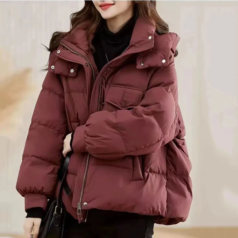 冬季棉服2025新款韩版宽松时尚短款棉衣连帽加厚立领外套棉袄洋气