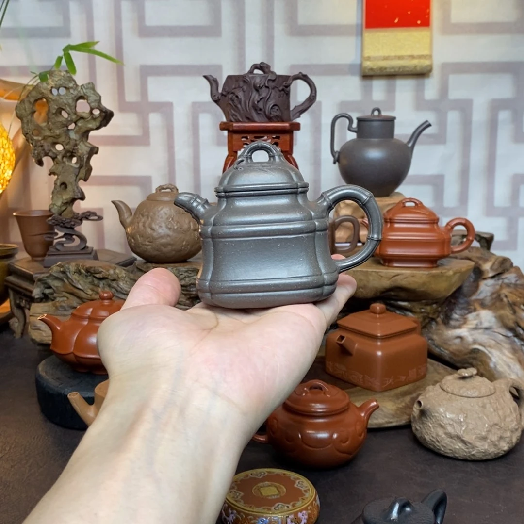 紫砂茶具老料青灰段四方竹鼎