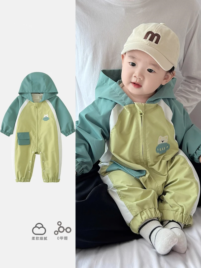 男秋装宝宝衣服婴儿连体衣春秋季超萌洋气冲锋衣婴幼儿长袖外出服