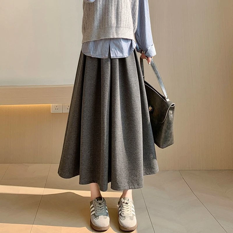 小霖～半身裙女中长款秋冬新款高腰显瘦a字裙小个子裙子